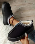 Black Contrast Print Suede Plush Lined Snow Boots