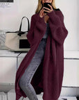 Knitted Long Cardigan With Pockets Fashion All-match Lantern-sleeved Coat - Little Miss Vanilla