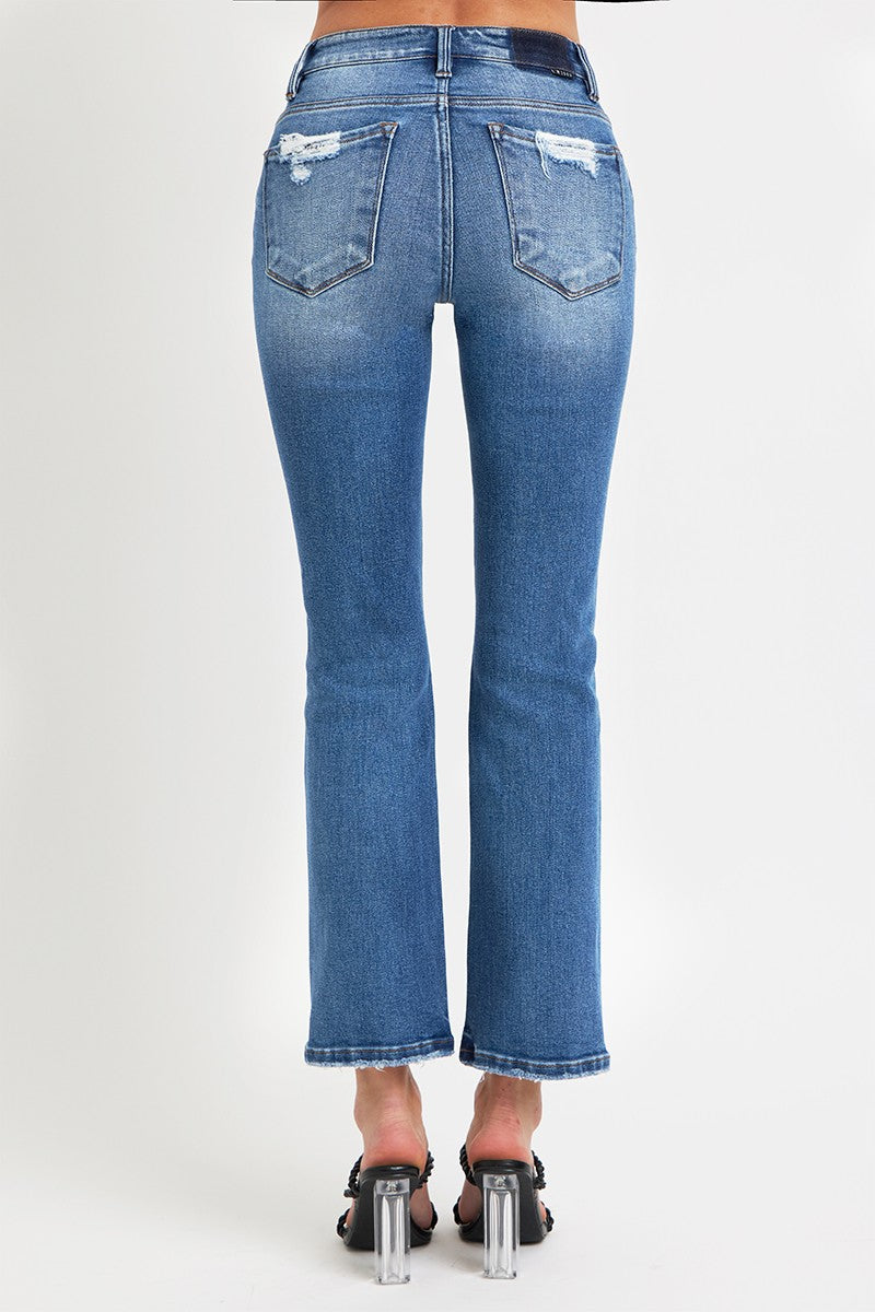 RISEN Full Size Mid Rise Ankle Straight Jeans with Pockets - Little Miss Vanilla