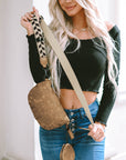 Camel Colorblock Strap Chain Shoulder Bag With Coin Purse