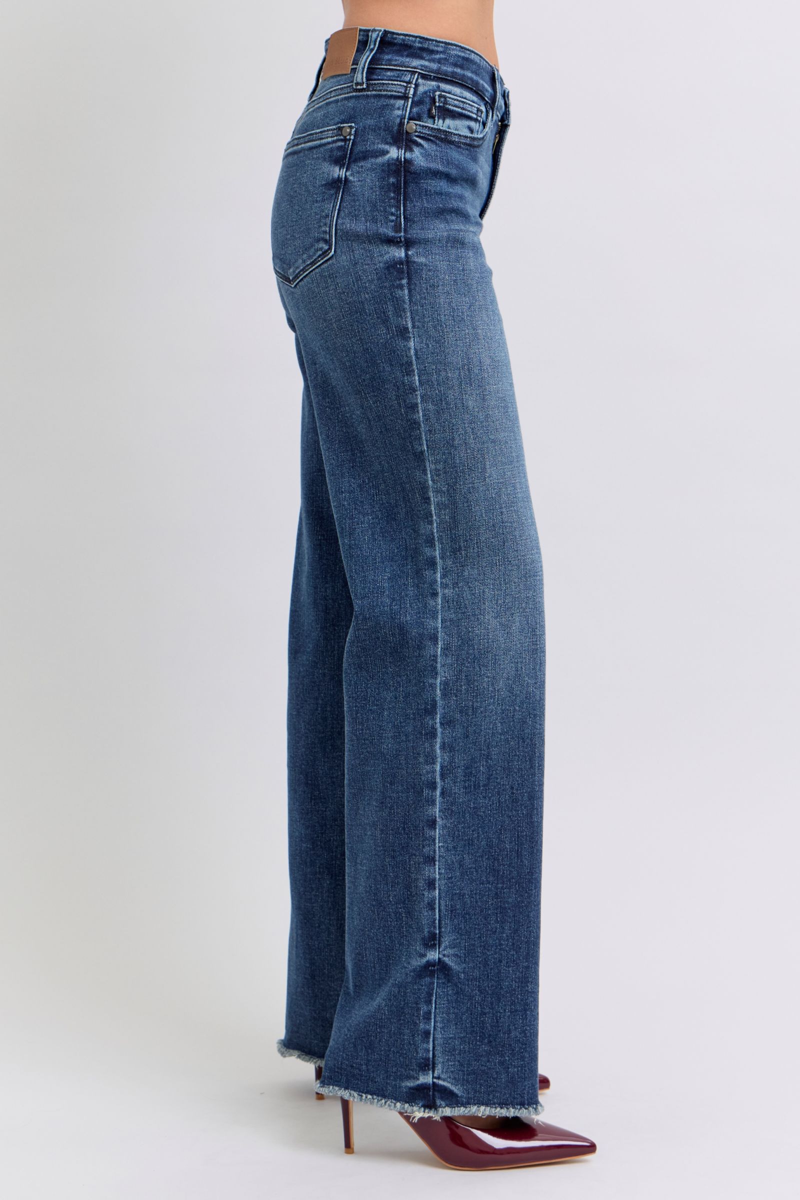 Judy Blue Full Size Raw Hem Mid Rise Jeans - Little Miss Vanilla