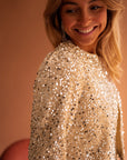 Golden Fleece Sequined Open Front Cropped Jacket - Little Miss Vanilla