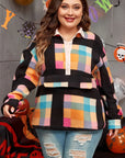 Plus Size Color Block Half Snap Long Sleeve Sweatshirt - Little Miss Vanilla