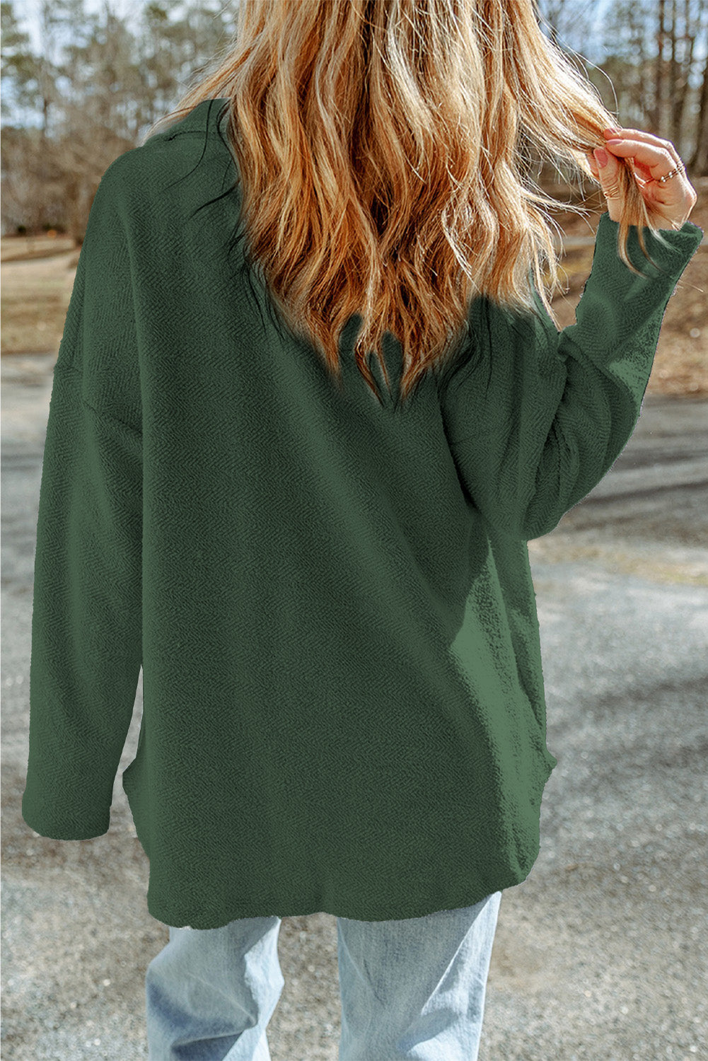 Green Contrast Flap Pockets Relaxed Shacket - Little Miss Vanilla