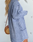 Raw Hem Button Down Long Sleeve Denim Dress - Little Miss Vanilla