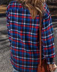 Navy Blue Plaid Flap Pocket Button Up Shacket - Little Miss Vanilla