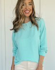 Corded Knit Round Neck Long Sleeve Top - Little Miss Vanilla