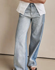 Contrast Straight Leg Jeans with Pockets - Little Miss Vanilla