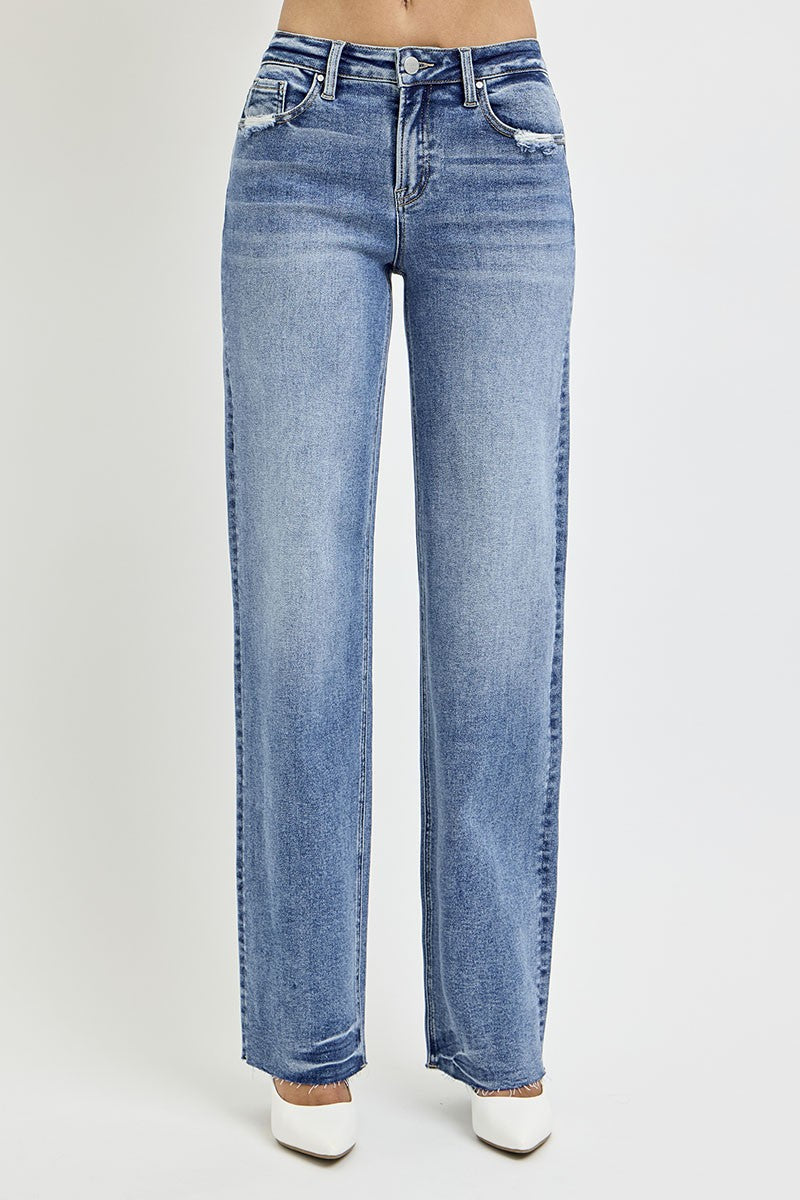 RISEN Full Size High Rise Straight Leg Jeans with Pockets - Little Miss Vanilla