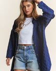 J.NNA Rhombus Stitched Button Up Denim Shacket - Little Miss Vanilla