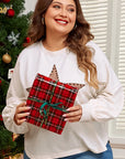 Plus Size Studded Star Round Neck Long Sleeve Blouse - Little Miss Vanilla