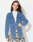 Asymmetric Slit Collared Neck Long Denim Top - Little Miss Vanilla