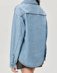 Button Up Collared Neck Denim Top - Little Miss Vanilla