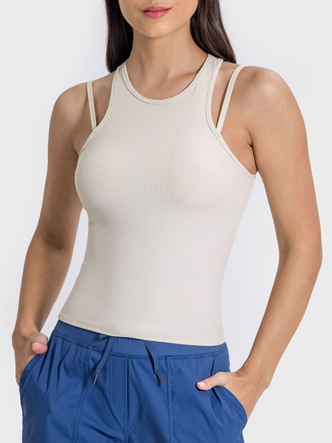 Millennia Cutout Round Neck Racerback Active Tank - Little Miss Vanilla