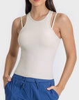 Millennia Cutout Round Neck Racerback Active Tank - Little Miss Vanilla