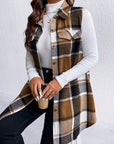 Honey Plus Size Pocketed Plaid Button Up Vest Coat - Little Miss Vanilla