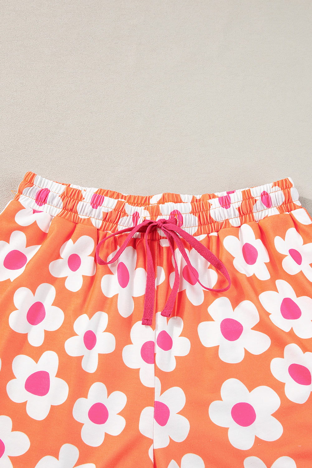 Orange Flower Print Short Sleeve Shirt Pajamas Set - Little Miss Vanilla