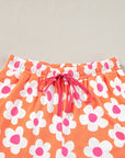 Orange Flower Print Short Sleeve Shirt Pajamas Set - Little Miss Vanilla