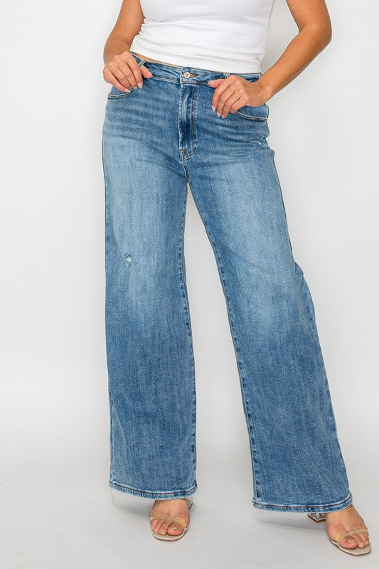 bytos Full Size High Rise Wide Leg Jeans with Pockets - Little Miss Vanilla