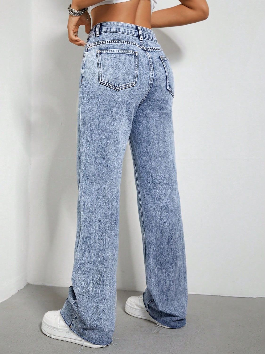 Contrast Bootcut Jeans with Pockets - Little Miss Vanilla