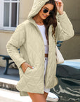 Beige Quilted Snap Button Hooded Coat - Little Miss Vanilla