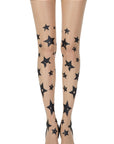 Zohara "Shooting Stars" Skin Sheer Print Tights