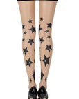 Zohara "Shooting Stars" Skin Sheer Print Tights