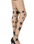 Zohara "Shooting Stars" Skin Sheer Print Tights