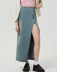 Slit Denim Skirt with Zip - Little Miss Vanilla