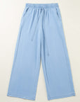 Myosotis Drawstring High Waist Wide Leg Denim Pants