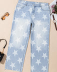 Plus Size Star Straight Leg Jeans with Pockets - Little Miss Vanilla