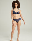 The Sheer Deco High Leg Brief Navy