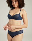 The Sheer Deco Lift Balcony Bra Navy Up to GG Cup