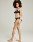 The Sheer Deco High Leg Brief Navy