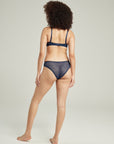 The Sheer Deco High Leg Brief Navy