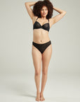 The Sheer Deco High Leg Brief Black