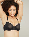 The Sheer Deco Lift Balcony Bra Black Up to GG Cup