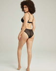 The Sheer Deco High Leg Brief Black