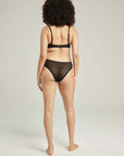 The Sheer Deco High Leg Brief Black