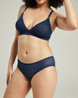 The Sheer Deco Hipster Brief Navy