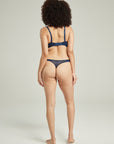 The Sheer Deco Barely There Thong Navy