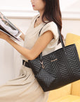 Women's Fashionable Wave Pattern Diamond Plaid Embroidered Shoulder Bag