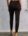 Black Solid Color High Waist Stretchy Slim Fit Jeggings