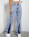 Contrast Bootcut Jeans with Pockets - Little Miss Vanilla