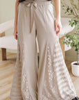 Smoke Gray Boho Lace Patchwork Wide Leg High Waist Pants