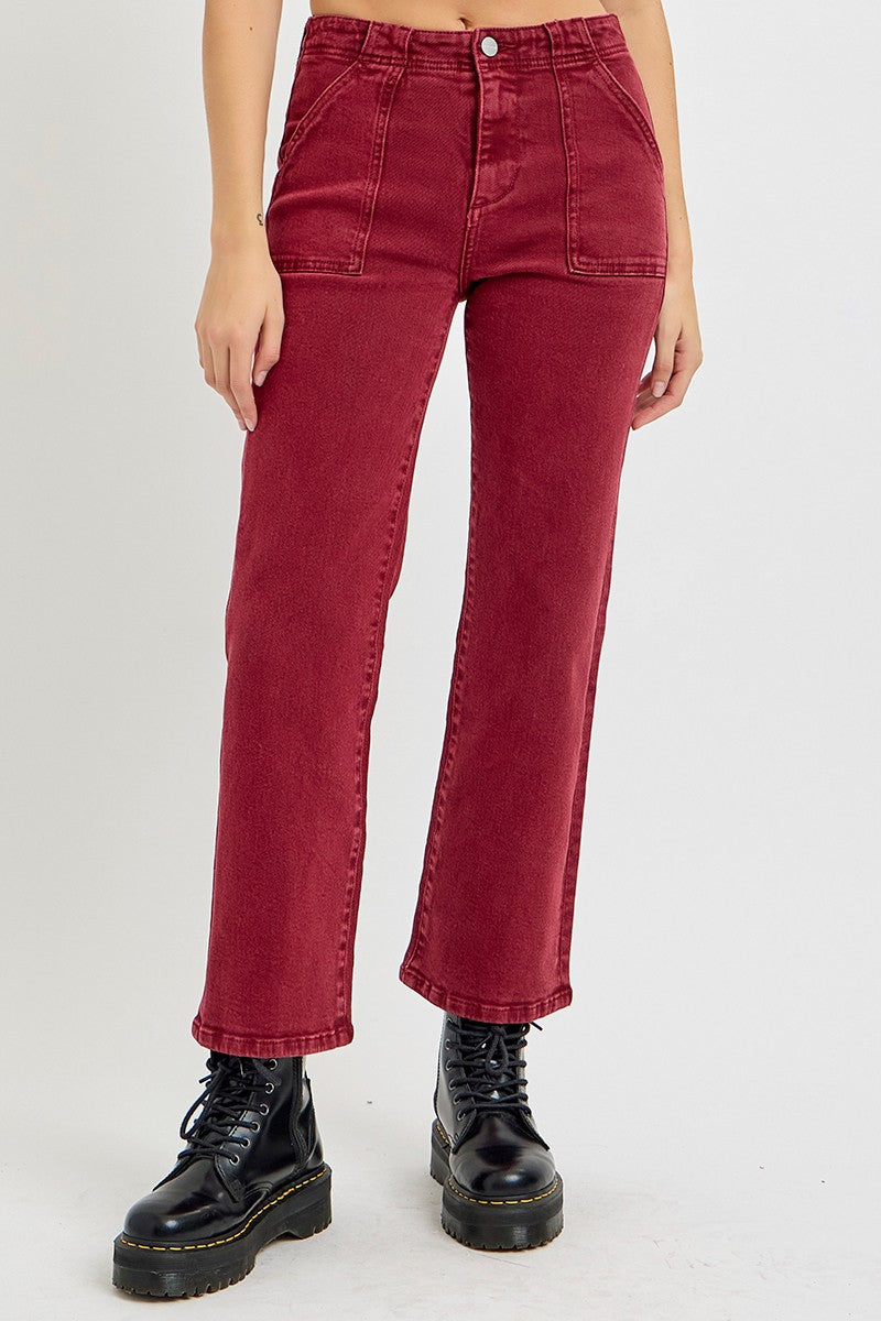 RISEN Full Size High Rise Straight Jeans with Patch Pockets - Little Miss Vanilla