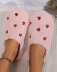 Pink Heart Shape Embroidered Slip On Plush Slippers - Little Miss Vanilla