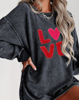 Valentine’s Day LOVE Round Neck Long Sleeve Sweatshirt - Little Miss Vanilla