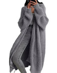 Knitted Long Cardigan With Pockets Fashion All-match Lantern-sleeved Coat - Little Miss Vanilla