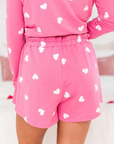 Pink Valentine Heart Print Long Sleeve Tee and Shorts Lounge Set - Little Miss Vanilla